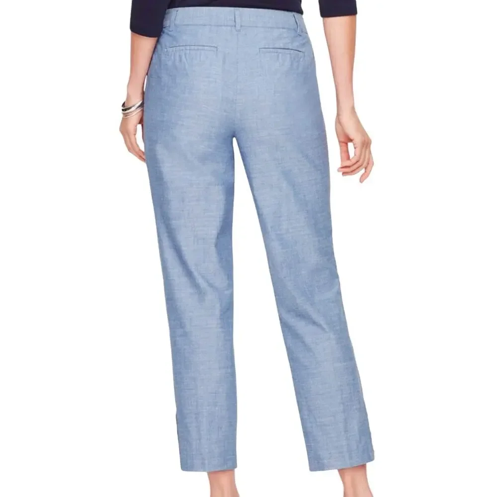NWT Talbots Women’s Perfect Crop Pants - Chambray Blue Lightweight Size 10P - Picture 2 of 14